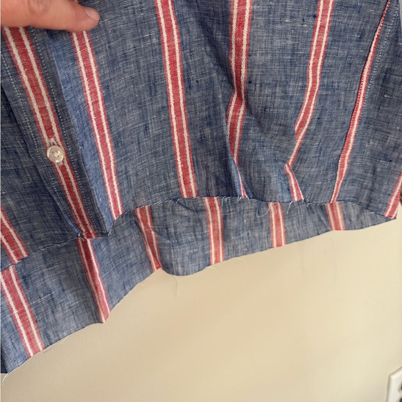 Frank & Eileen Relaxed Button Up Red, White & Blue Stripe Size Small - Picture 6 of 8